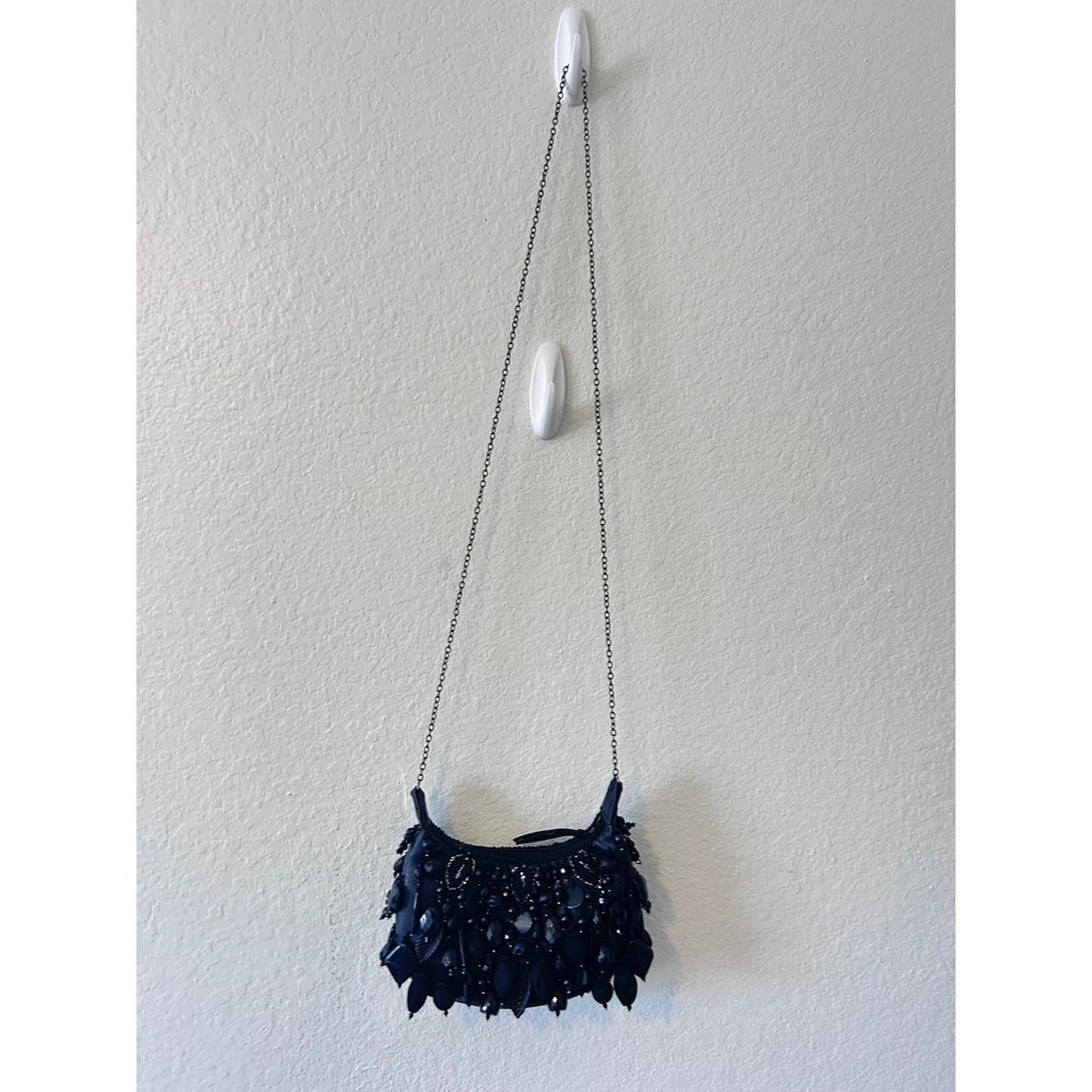 MARY FRANCES Handmade Black Beaded Bauble Mini Handbag Crossbody Chain Bag $215 - Picture 3 of 9